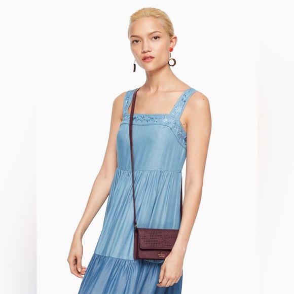 NWT Kate Spade Cameron Street Perforated Arielle Crossbody Bag in Deep Plum - Picture 2 of 10